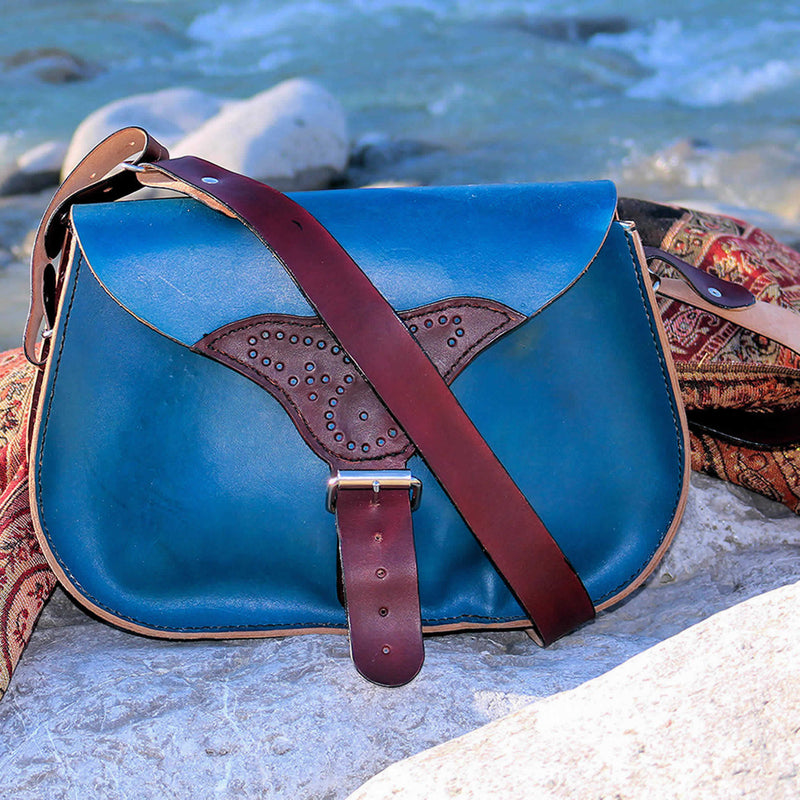 Blueskye - two-tone leather saddle bag